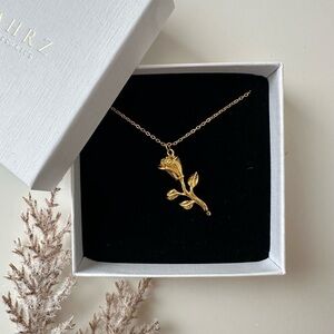 Gold Plated Rose Pendant Necklace